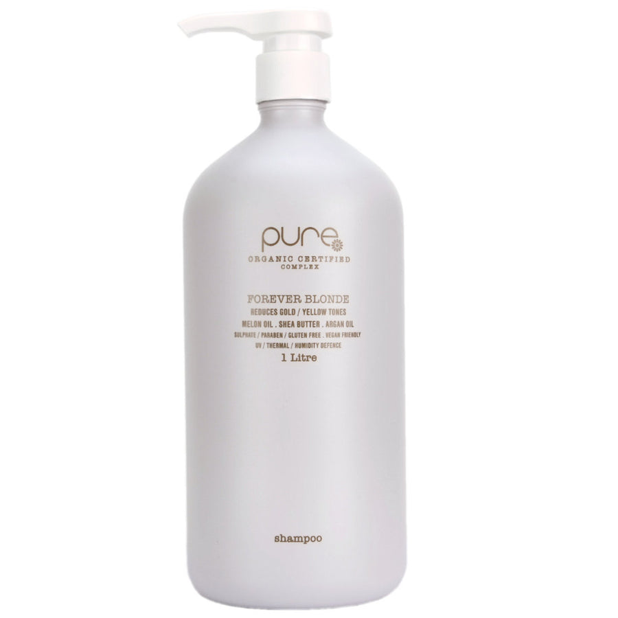 Pure Forever Blonde Shampoo 1 Litre gently cleanes, while reducing yellow and gold tones in all blonde hair types.