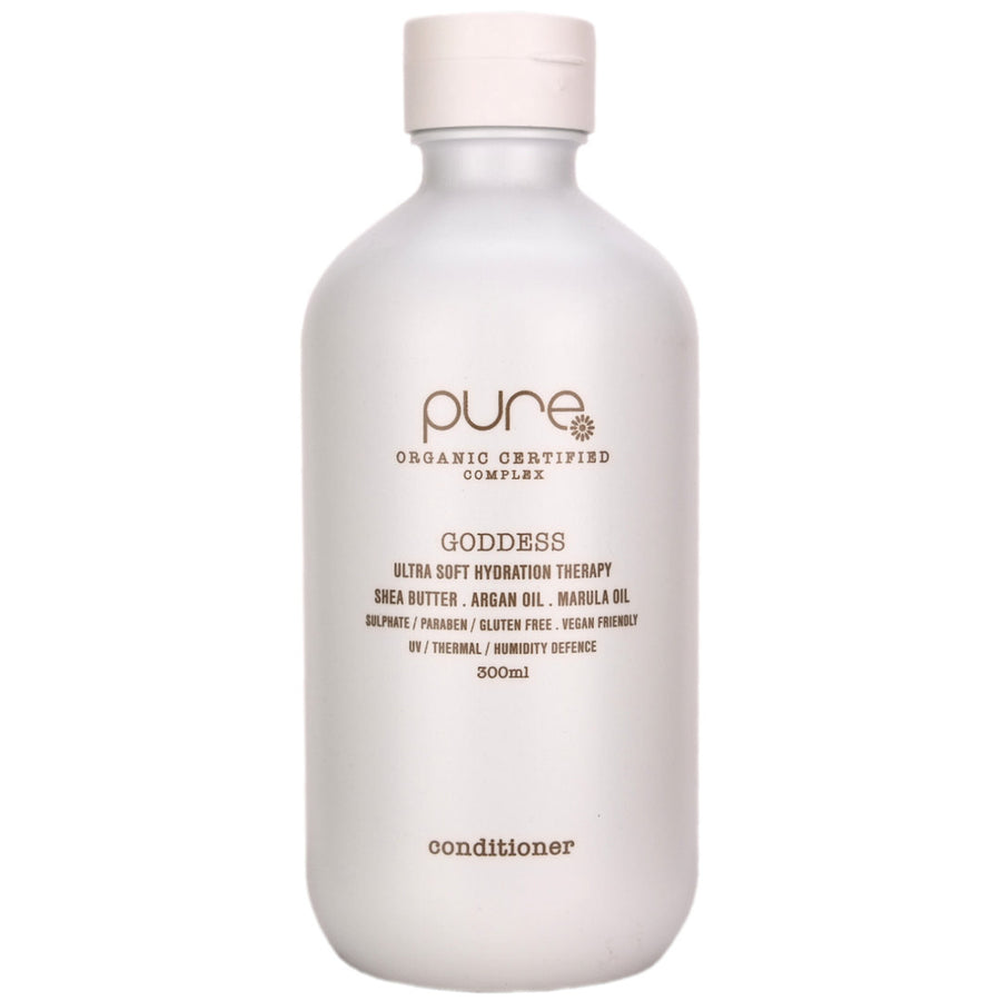 Pure Goddess Conditioner helps to condition, replenish moisture and manageability to all dry, frizzy, unruly hair types.