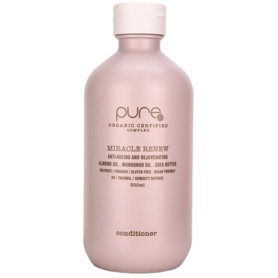 Pure Miracle Renew Conditioner helps restore hair that is stressed from the elements of heat styling, chemical services and water errosion.