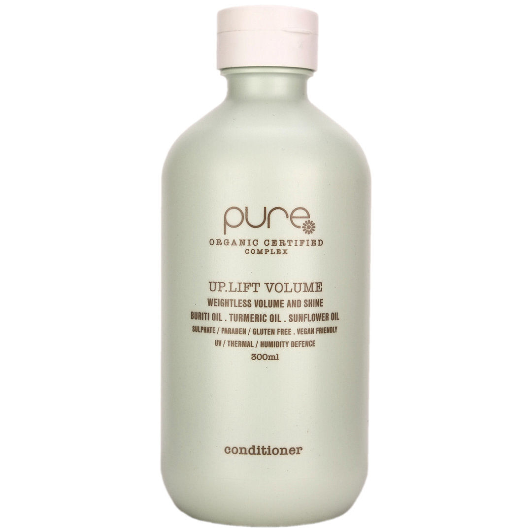 Pure Up Lift Volume Conditioner provides weightless conditioning, while up-lifting volume, improving manageability and fullness.