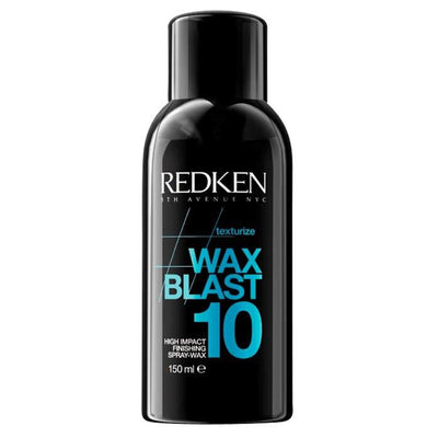Redken Wax Blast 10 is a high impact finishing spray-wax. A medium control texturising spray that adds body and dimension for an undone look. This aerosol hair spray, leaves hair with a satin-matte wax finish.
