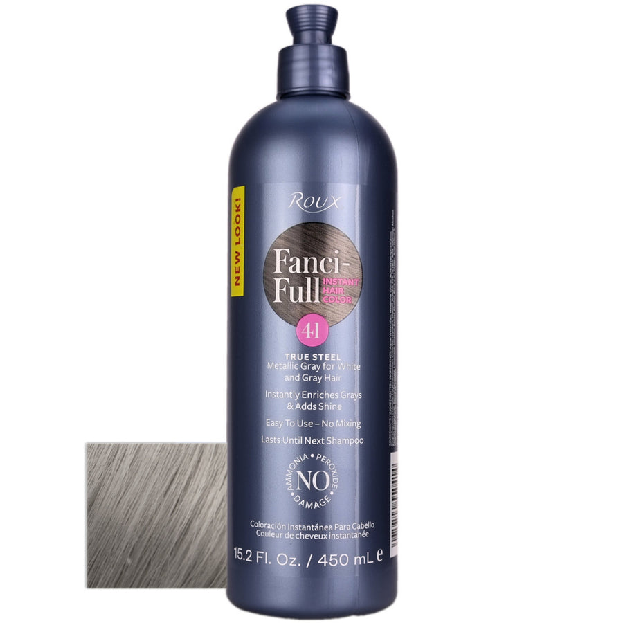 Roux Fanci-full Colour 41 TRUE STEEL is a risk-free way to gently blend grey away.   41 True Steel Rinse is recommended for White and Grey Hair.