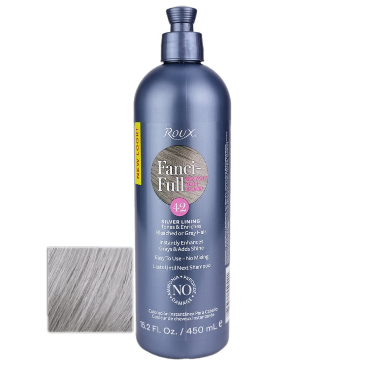 Roux Fanci-full Colour 42 SILVER LINING instant colour rinse is a risk-free way to gently blend grey away.  42 Silver Lining Colour Rinse is recommended for Highlighted Blonde and Grey Hair.