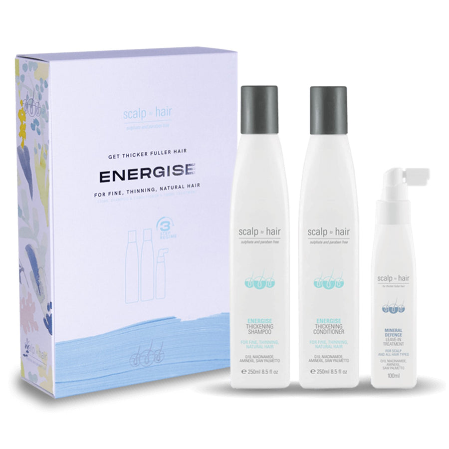 Nak Scalp to Hair Energise Hair Kit is a 3 Step Regime to Nourish, invigorate and rejuvenate follicles to assist in the prevention of thinning hair. Ideal for natural, oily, fine & thinning hair.