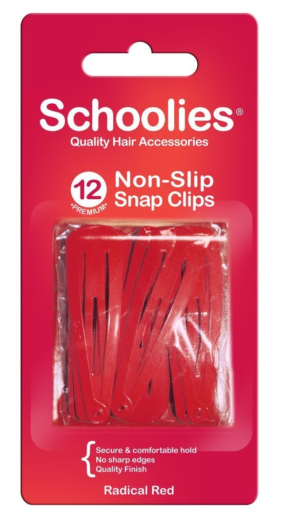 Schoolies Non-Slip Snap Clips 12pc Various Colours