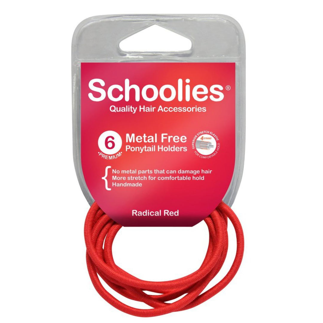 Schoolies Metal Free Ponytail Holders 6pc Various Colours
