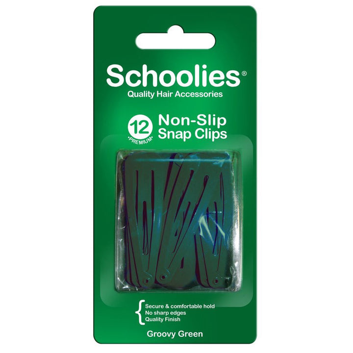 Schoolies Non-Slip Snap Clips 12pc Various Colours