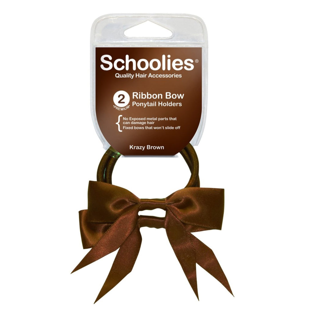 Schoolies Ribbon Bow Ponytail Holders 2pc Various Colours