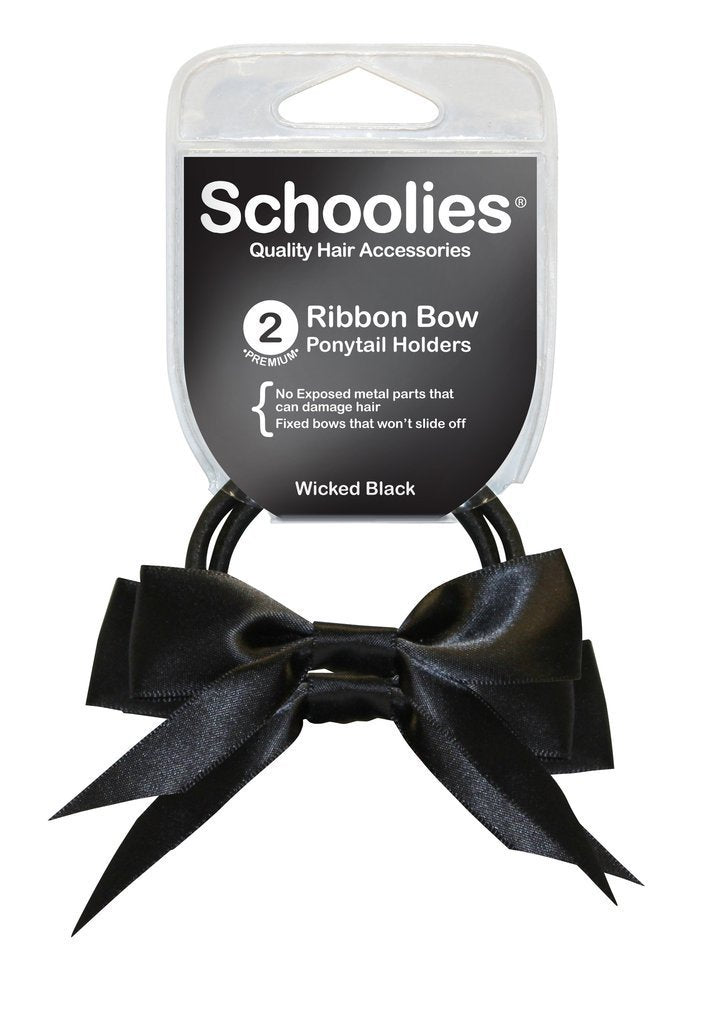 Schoolies Ribbon Bow Ponytail Holders 2pc Various Colours