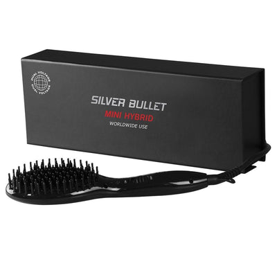 Silver Bullet Mini Hybrid Straightening Brush is the perfect solution to have glossy hair on the go!