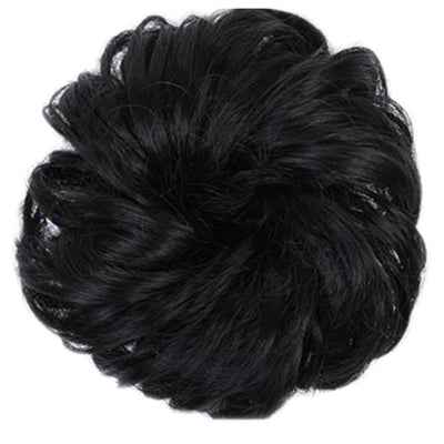 Wavy Curly Messy Black Elastic Synthetic Hair Bun