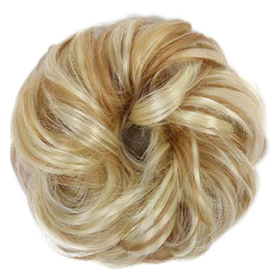 Wavy Curly Messy Blonde Highlights Elastic Synthetic Hair Bun