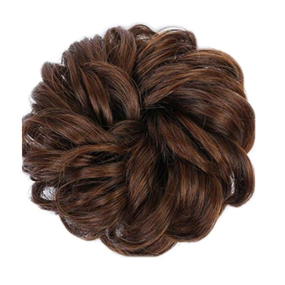 Wavy Curly Messy Golden Brown Elastic Synthetic Hair Bun