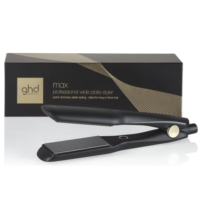 ghd Max is a Wide Plate Hair Straightener to make even easier work of straightening thick or very curly hair with the larger plates on the ghd max styler.