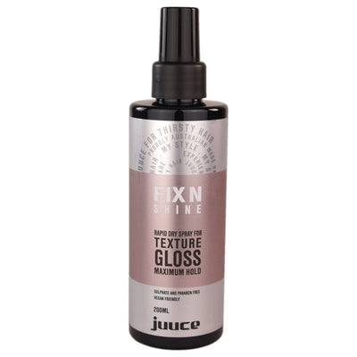 Juuce Fix N Shine is a versatile, medium to extreme hold working spray, delivering maximum hold and shine.
