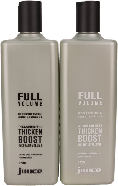 Juuce Full Volume Shampoo and Conditioner helps to Thicken, Boost and increase volume, with body boosting carbohydrates and thickening polymers increase volume while strengthening. 