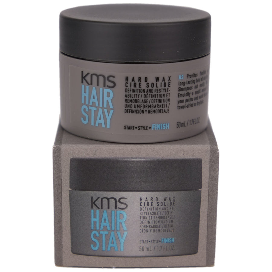 KMS Hair Stay Hard Wax is used to style your hair with a flexible long lasting hold.